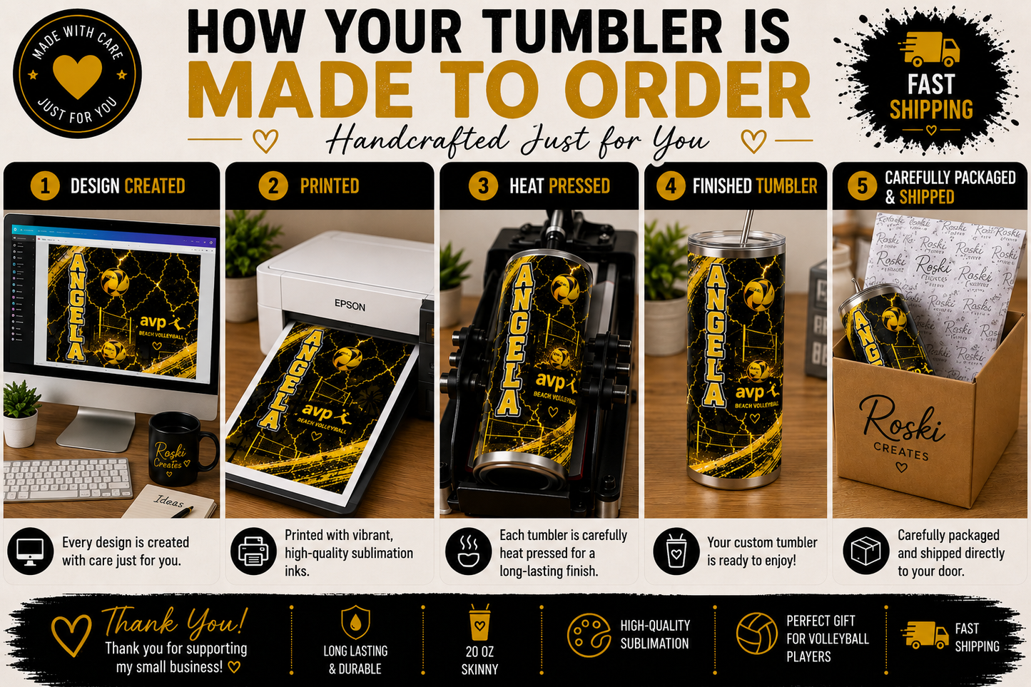 Custom volleyball skinny tumbler