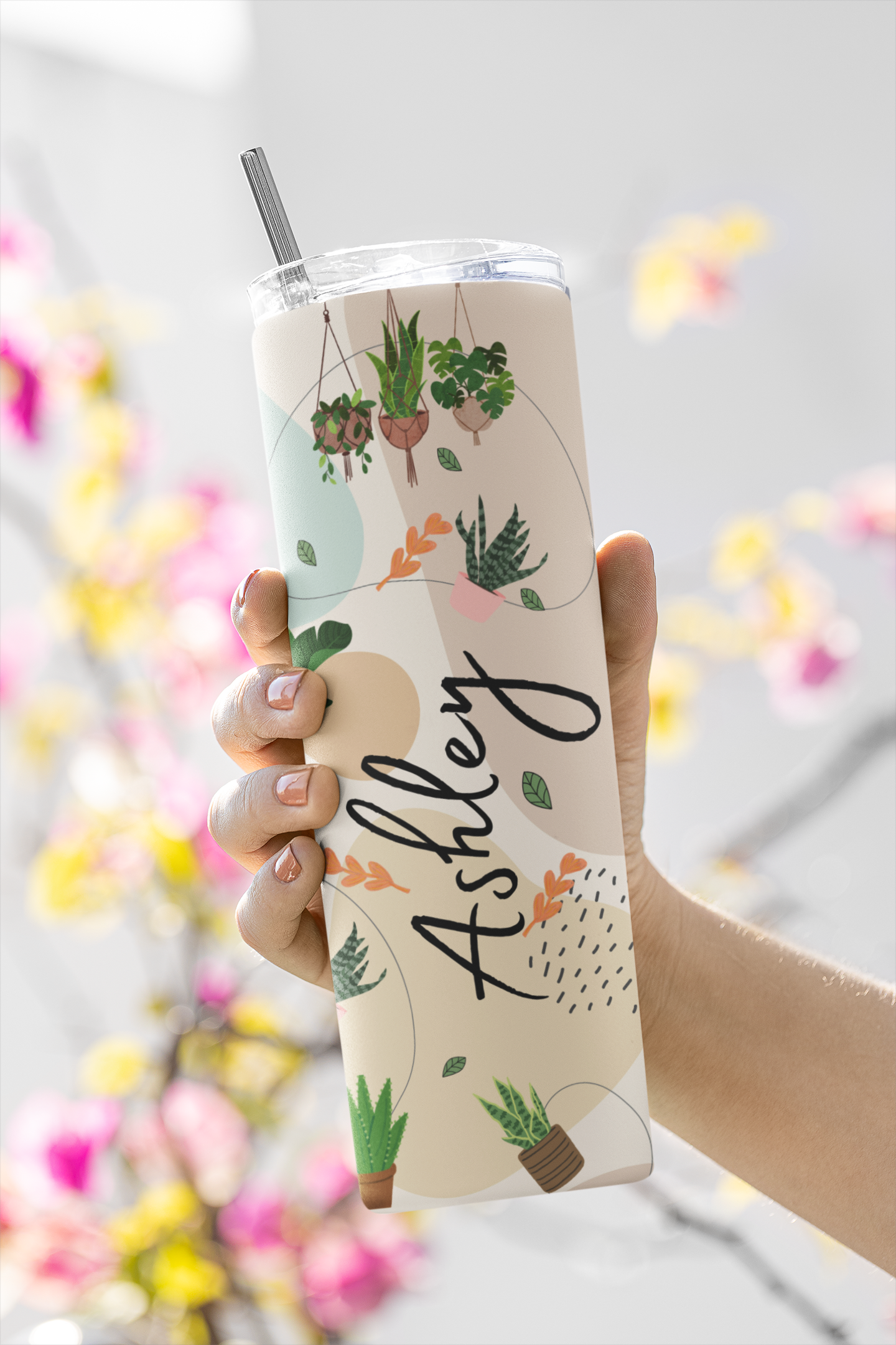 Plant Lover Tumbler 20oz β Personalized Botanical Cup with Custom Name, No-Fade Sublimation, Insulated Stainless Steel, Perfect Gift for Plant Moms & Aesthetic Plant Lovers