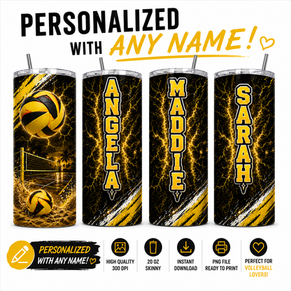 Custom volleyball skinny tumbler