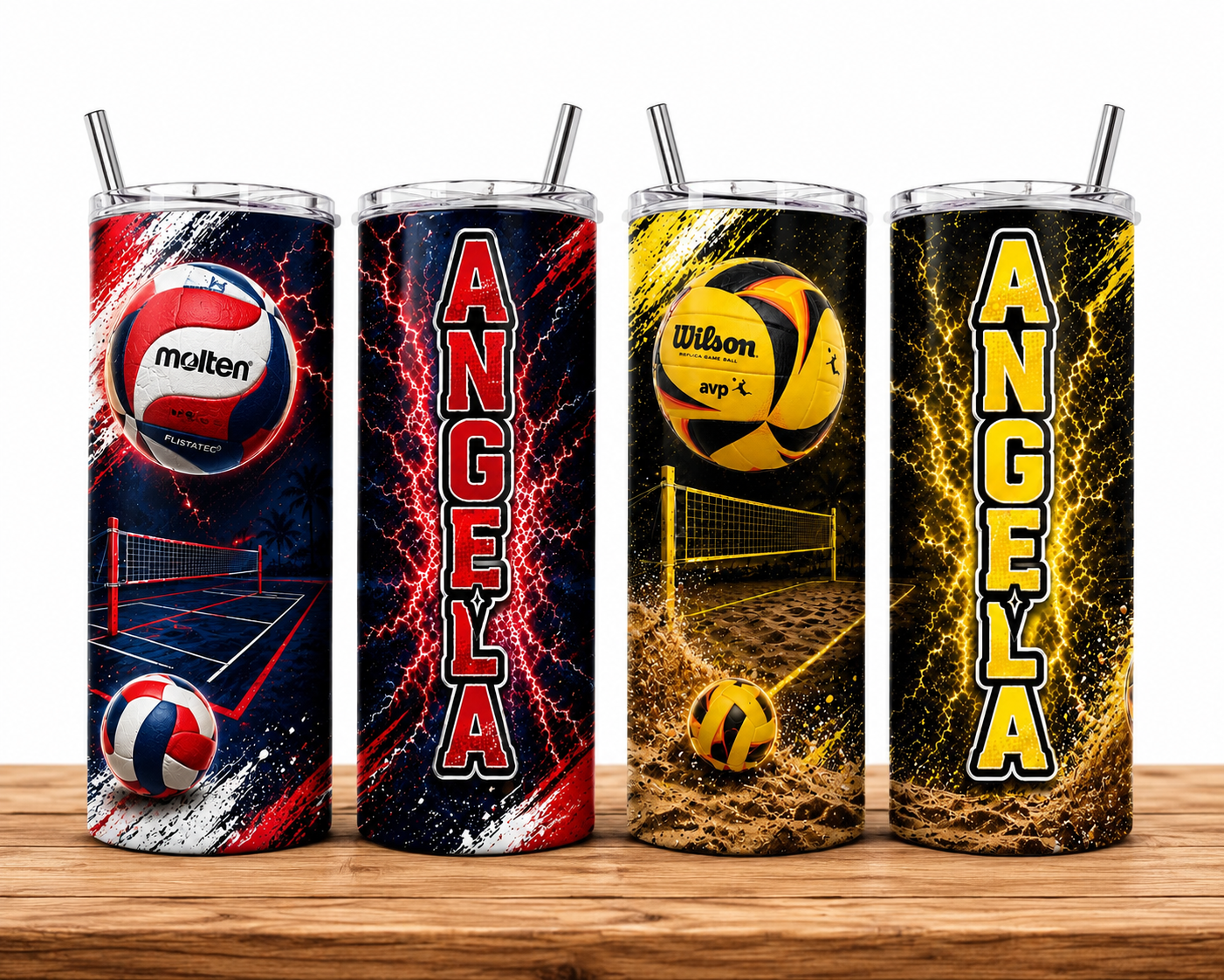 Custom volleyball skinny tumbler