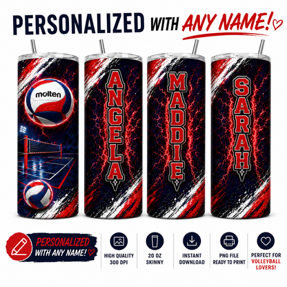 Custom volleyball skinny tumbler