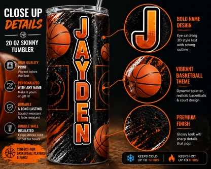 Personalized Basketball Tumbler with Name