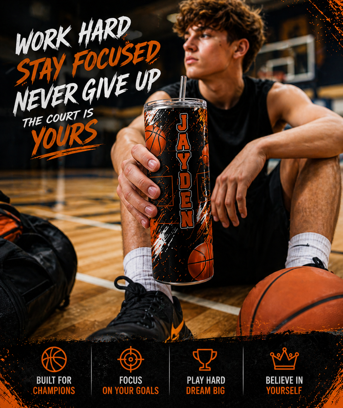 Personalized Basketball Tumbler with Name