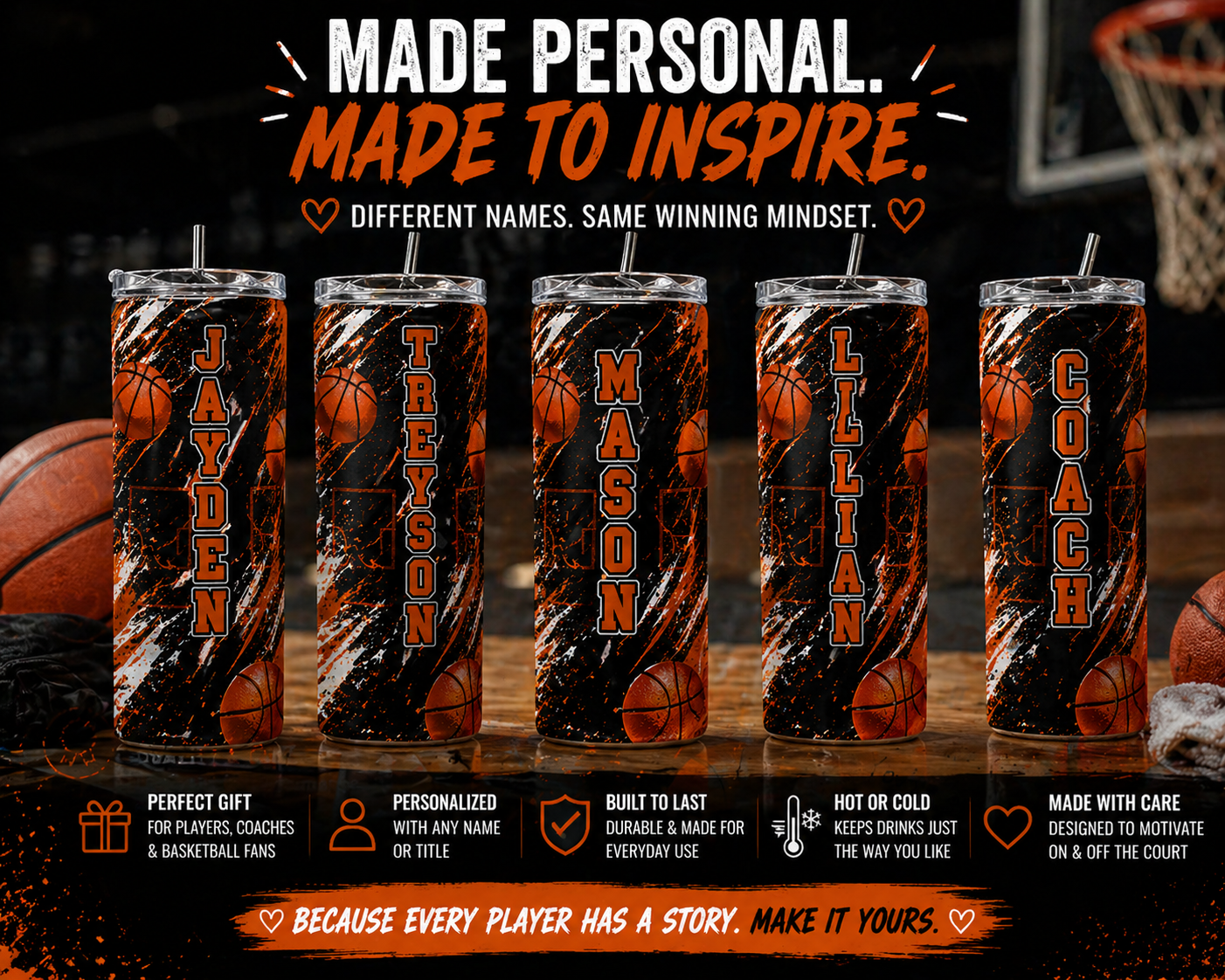 Personalized Basketball Tumbler with Name