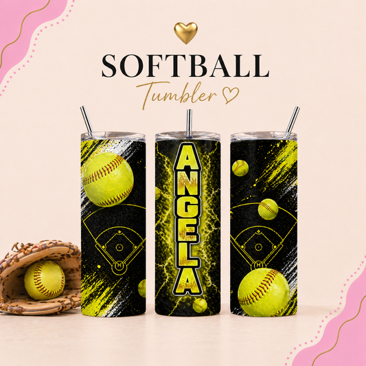 Custom Softball Skinny Tumbler 20oz