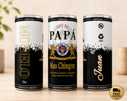 Papa mas chingon latinos tumbler 20oz, Custom Name Father's Day Gift