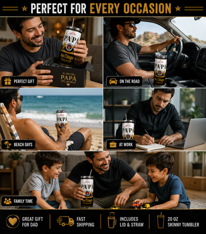Papa mas chingon latinos tumbler 20oz, Custom Name Father's Day Gift