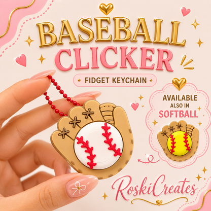Baseball Fidget Clicker Keychain