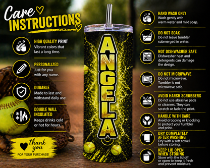 Custom Softball Skinny Tumbler 20oz