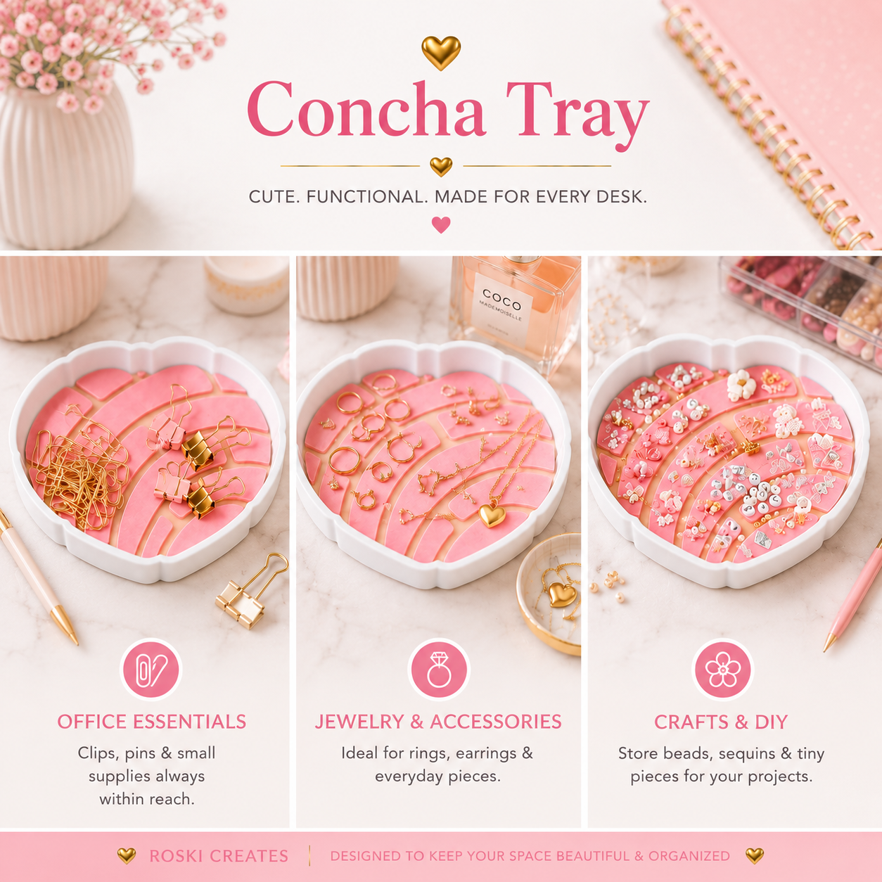 Concha Trinket Tray ,Jewelry Dish, Cute Desk Decor