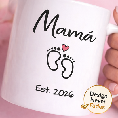 Personalized Mama Coffee Mug, Pregnancy Announcement Gift, Custom Title Cup