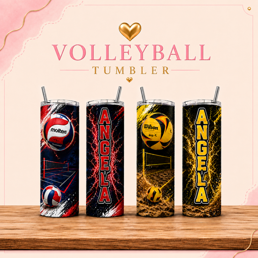 Custom volleyball skinny tumbler