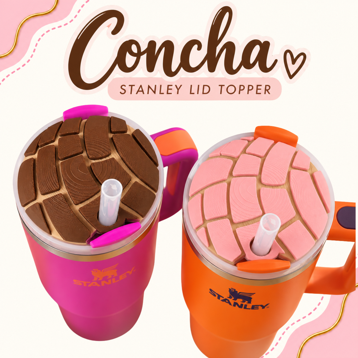 Conchita Lid Topper — compatible with Stanley 30 oz & 40 oz | Strawberry & Chocolate