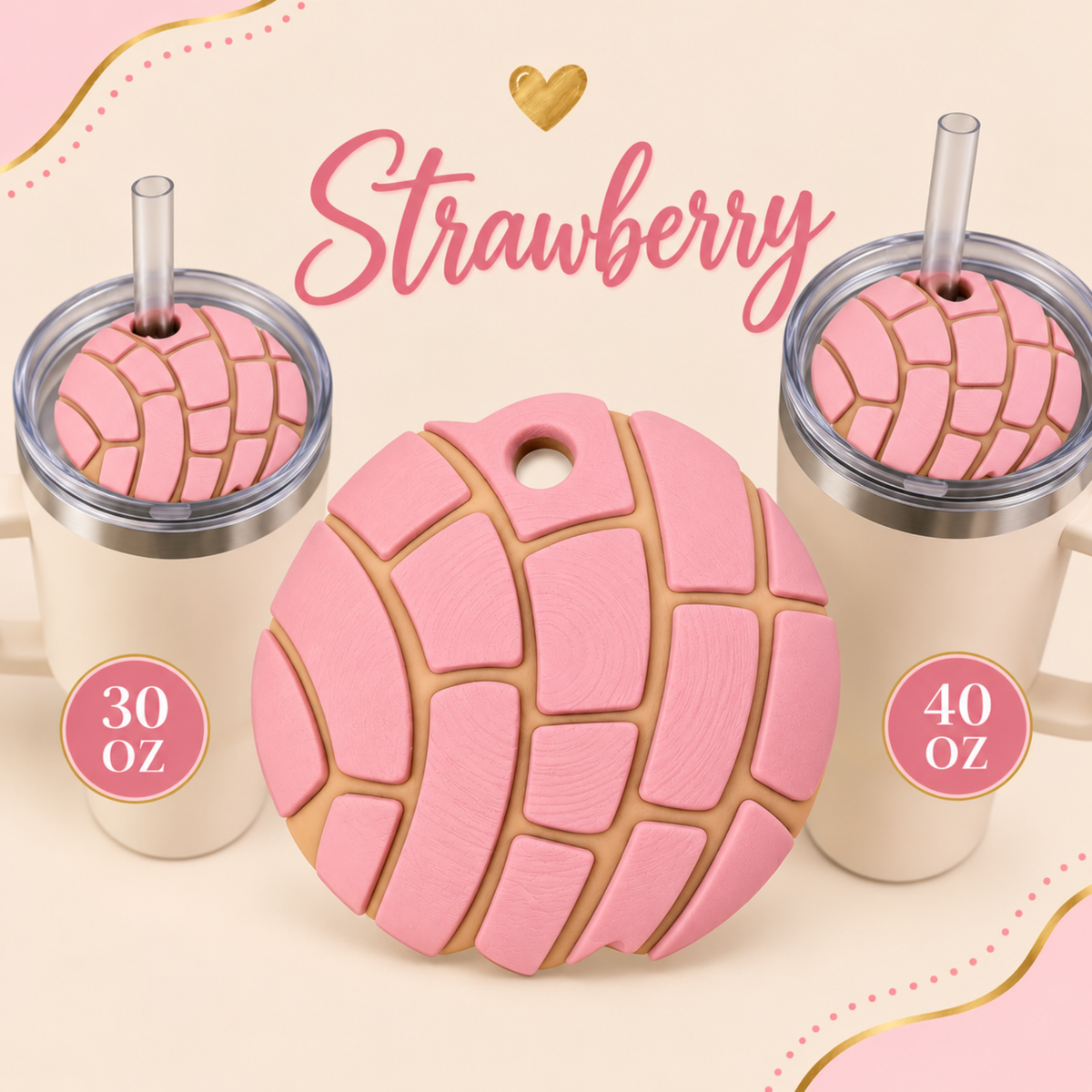 Conchita Lid Topper — compatible with Stanley 30 oz & 40 oz | Strawberry & Chocolate