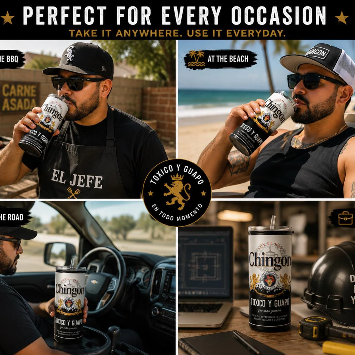 Chingon Toxico Y Guapo 20oz Skinny Tumbler