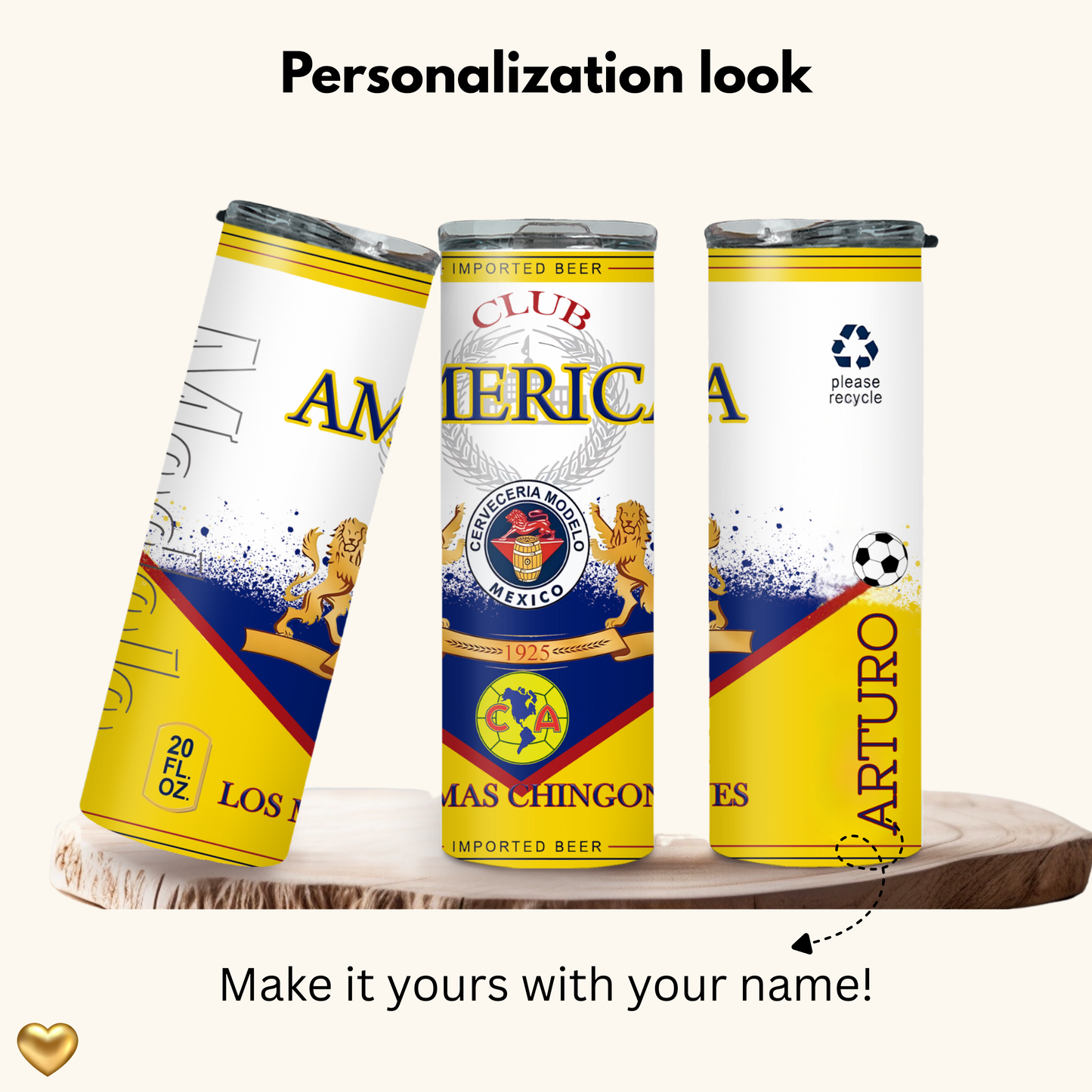 Yellow blue soccer Tumbler -Latinos  Fan cup