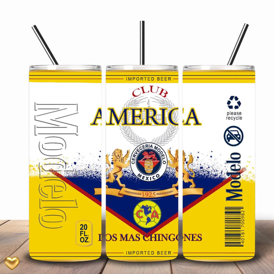 Yellow blue soccer Tumbler -Latinos  Fan cup
