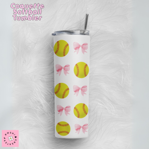 Coquette Softball Tumbler – Girly Sporty Cup for Cute & Confident Girls