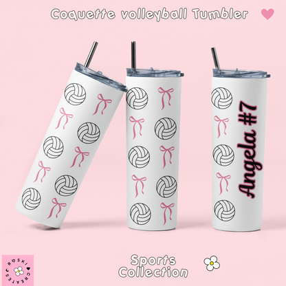 Coquette volleyball Girly tumbler sports collection bottle water volleyball lovers girls who loves volleyball, coquette sporty girly  coach.