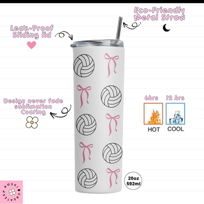 Coquette volleyball Girly tumbler sports collection bottle water volleyball lovers girls who loves volleyball, coquette sporty girly  coach.