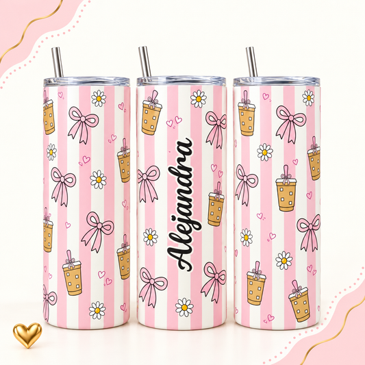 Iced Coffee girly skinny tumbler 20oz