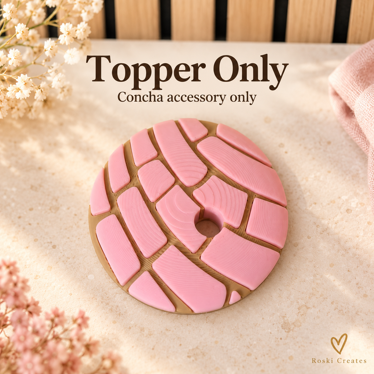 Pink Concha Lid Topper