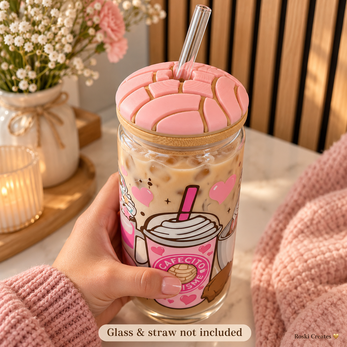 Pink Concha Lid Topper