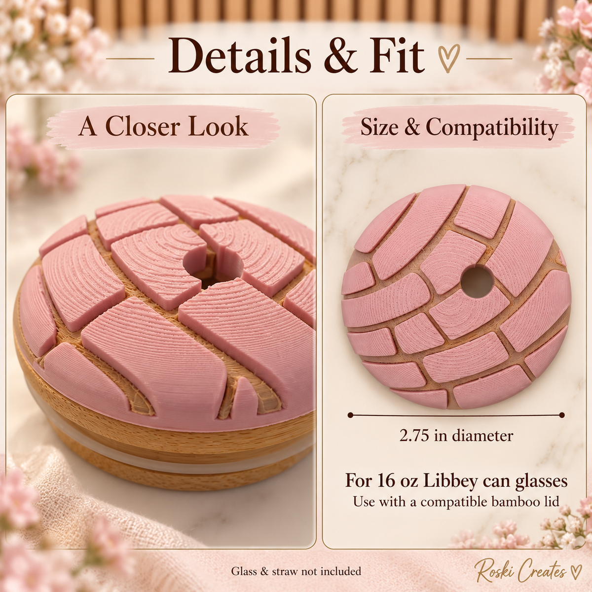 Pink Concha Lid Topper