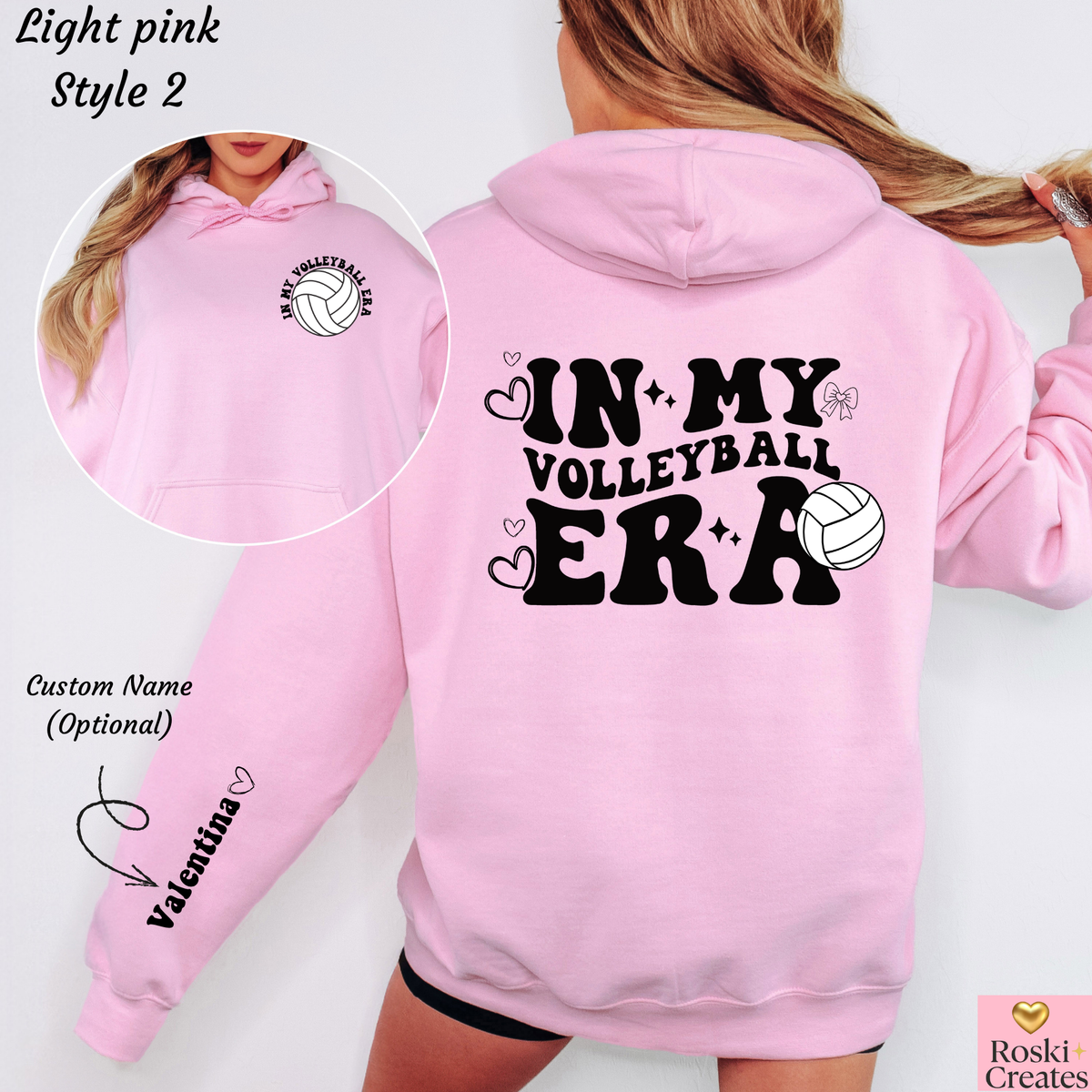 In My Volleyball Era Hoodie: Personalized Sleeve, Girly Sport Sweatshirt