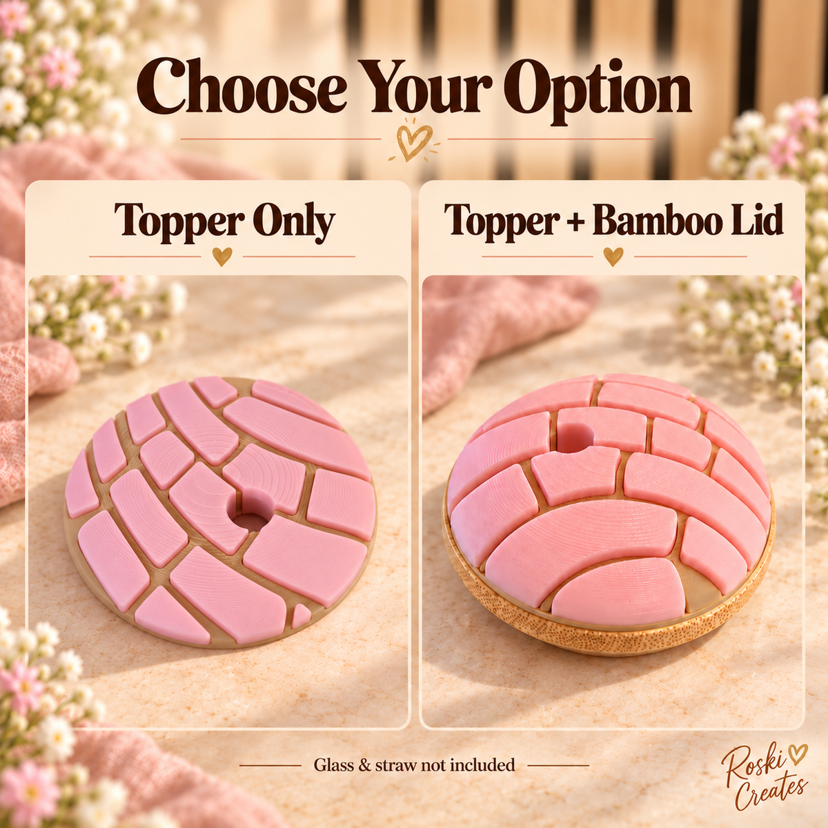 Pink Concha Lid Topper