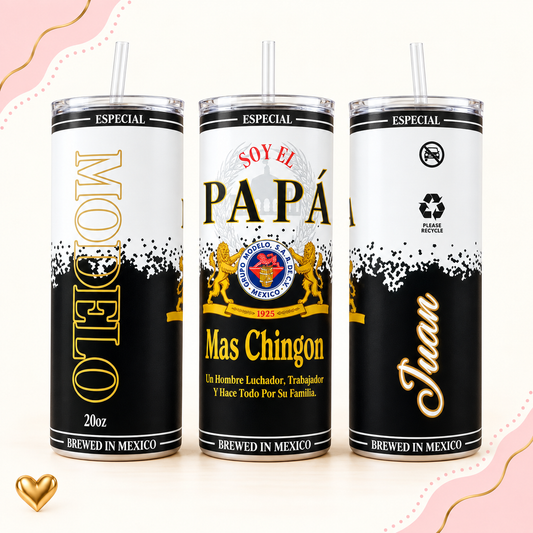 Papa mas chingon latinos tumbler 20oz, Custom Name Father's Day Gift