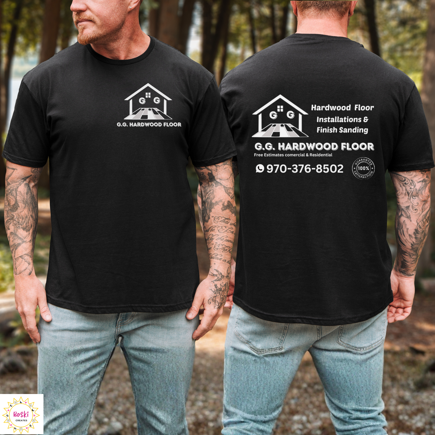 Custom Company Logo T-Shirt | Personalized Workwear Tee | Add Your Business Logo | Made with Love by Roski Creates