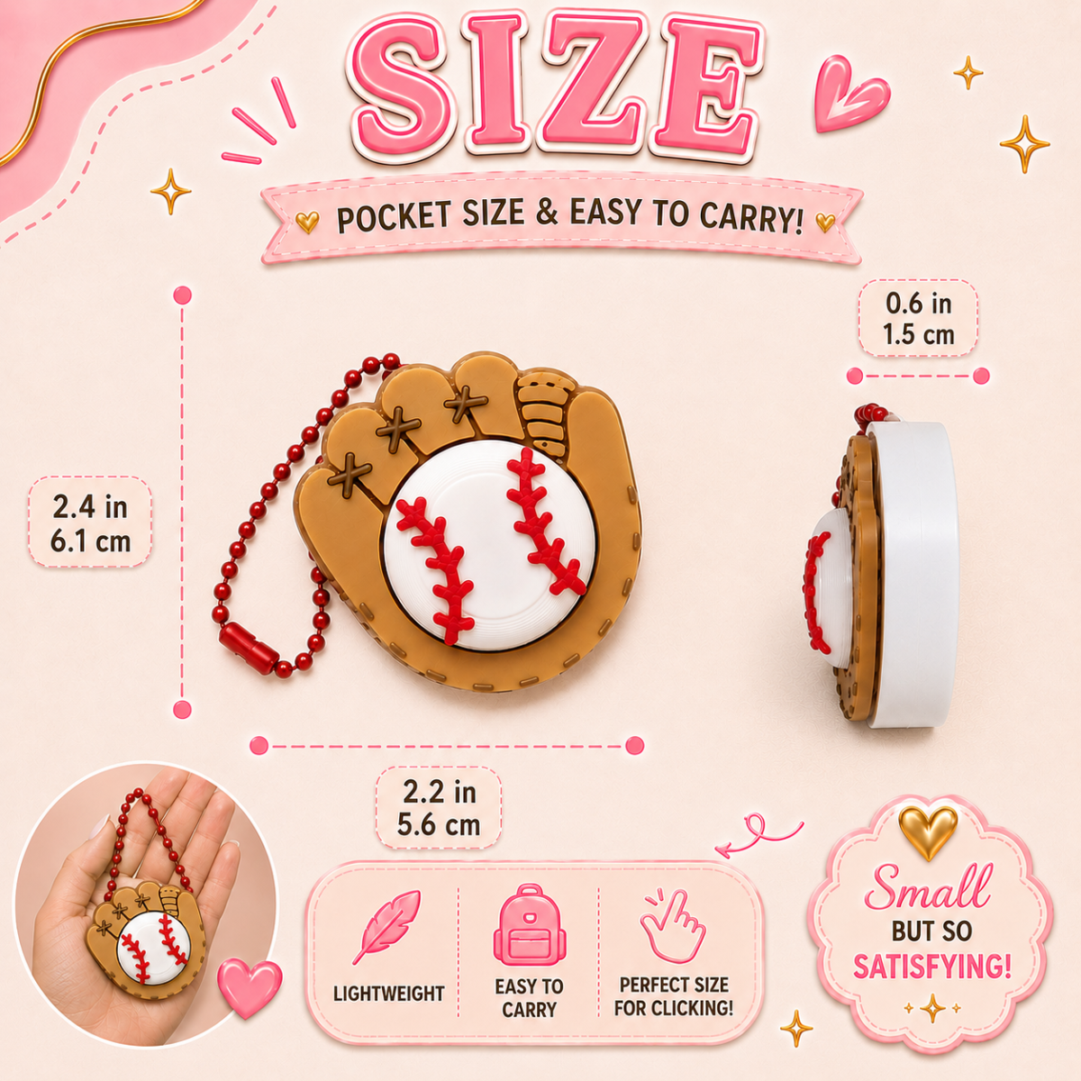 Baseball Fidget Clicker Keychain