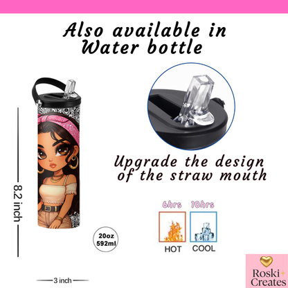 Illustrated Latina Girl Tumbler – Bandana Design