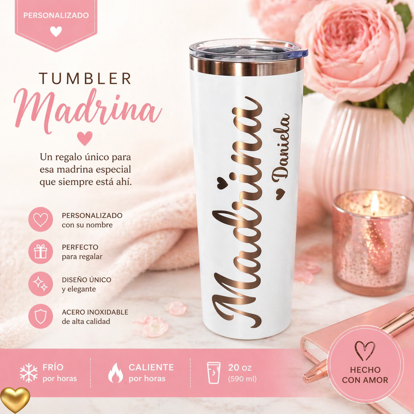 Personalized Padrino or Madrina Skinny Tumbler 20oz