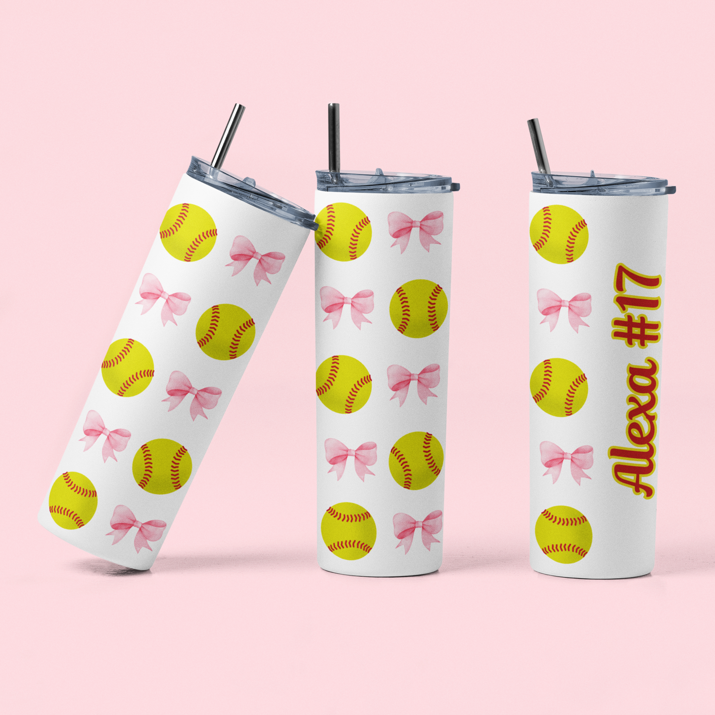 Coquette Softball Tumbler – Girly Sporty Cup for Cute & Confident Girls