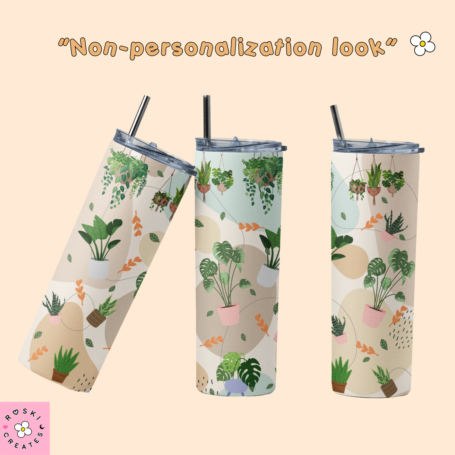 Plant Lover Tumbler 20oz – Personalized Botanical Cup with Custom Name, No-Fade Sublimation, Insulated Stainless Steel, Perfect Gift for Plant Moms & Aesthetic Plant Lovers