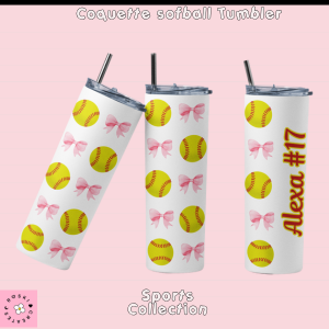 Coquette Softball Tumbler – Girly Sporty Cup for Cute & Confident Girls