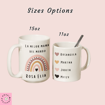 Custom Rainbow Mug for Latinas Moms, Latinas mamas Mug, personalize Mama mug, Gift for Mamas, Gift for her, Latinas gifts