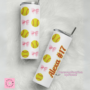 Coquette Softball Tumbler – Girly Sporty Cup for Cute & Confident Girls